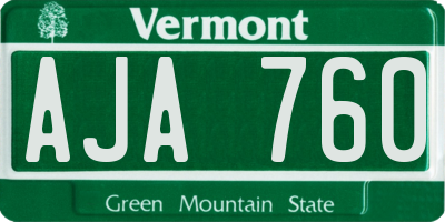 VT license plate AJA760