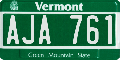 VT license plate AJA761