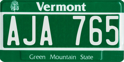 VT license plate AJA765