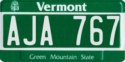 VT license plate AJA767
