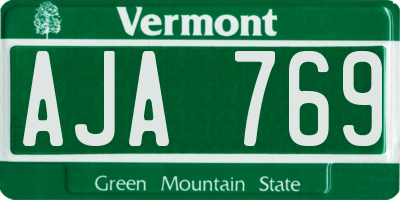 VT license plate AJA769