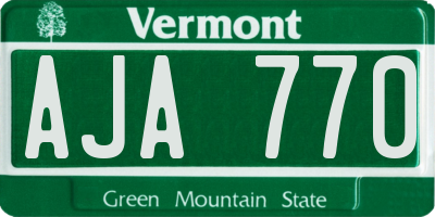 VT license plate AJA770