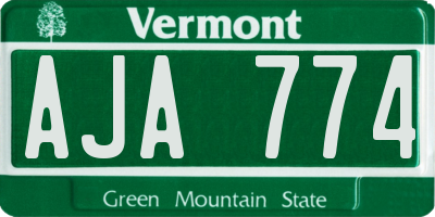 VT license plate AJA774