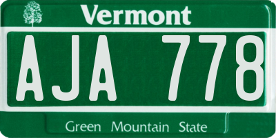VT license plate AJA778