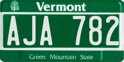 VT license plate AJA782