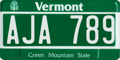 VT license plate AJA789
