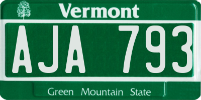 VT license plate AJA793