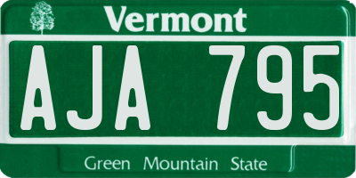 VT license plate AJA795