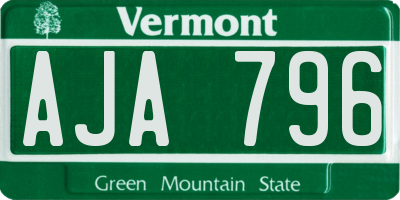 VT license plate AJA796