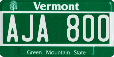 VT license plate AJA800