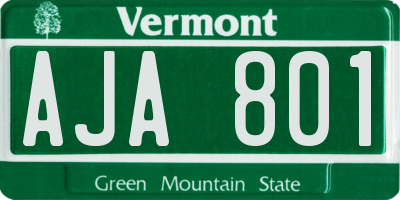 VT license plate AJA801