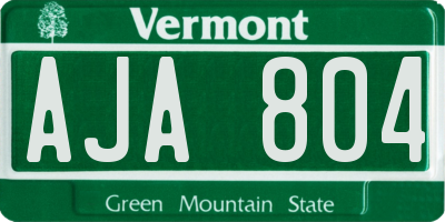 VT license plate AJA804