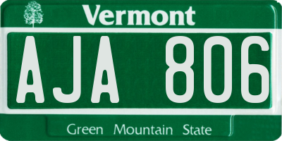 VT license plate AJA806