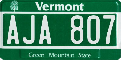 VT license plate AJA807
