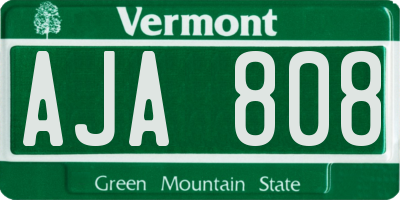 VT license plate AJA808