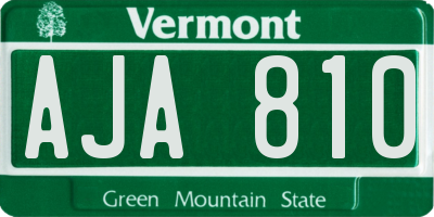 VT license plate AJA810