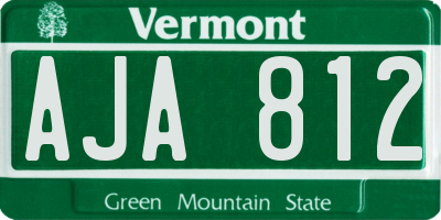 VT license plate AJA812