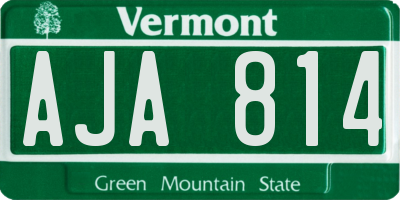 VT license plate AJA814