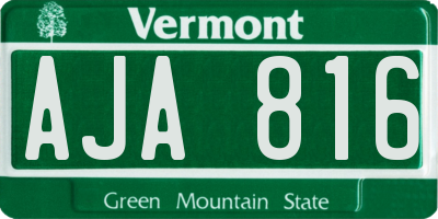 VT license plate AJA816