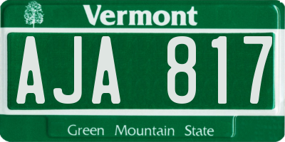 VT license plate AJA817