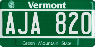 VT license plate AJA820