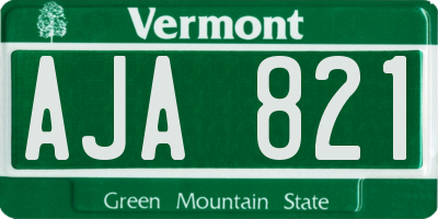 VT license plate AJA821