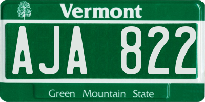 VT license plate AJA822