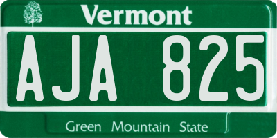 VT license plate AJA825