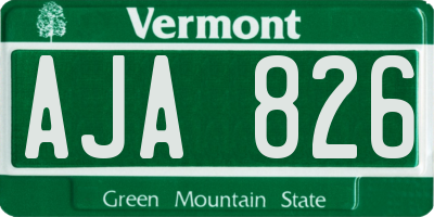 VT license plate AJA826