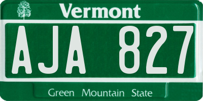 VT license plate AJA827
