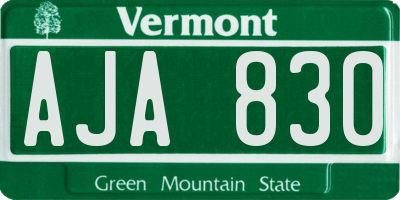 VT license plate AJA830