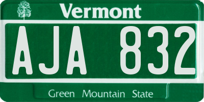 VT license plate AJA832
