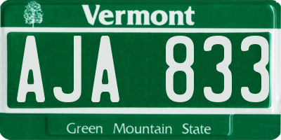 VT license plate AJA833