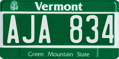 VT license plate AJA834
