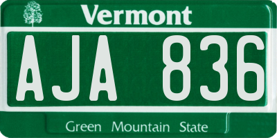 VT license plate AJA836