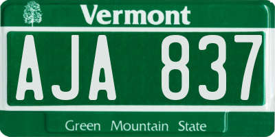 VT license plate AJA837