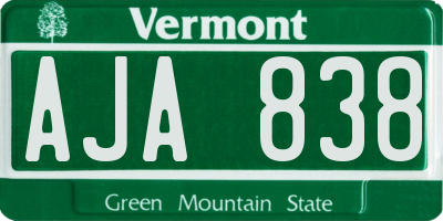 VT license plate AJA838