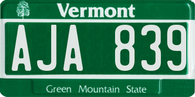VT license plate AJA839