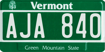 VT license plate AJA840