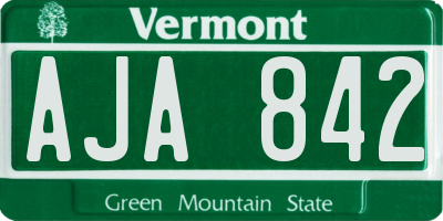 VT license plate AJA842