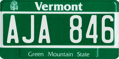 VT license plate AJA846
