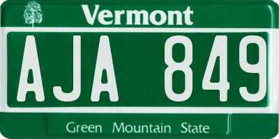 VT license plate AJA849