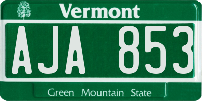 VT license plate AJA853