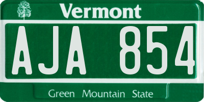 VT license plate AJA854