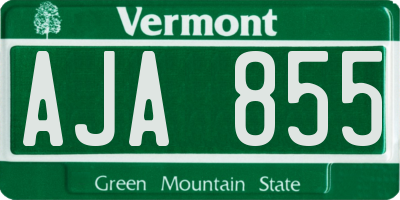 VT license plate AJA855