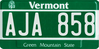 VT license plate AJA858