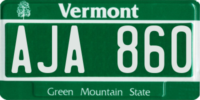 VT license plate AJA860