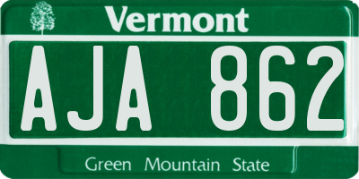 VT license plate AJA862