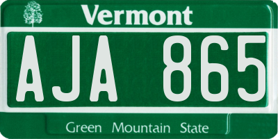 VT license plate AJA865