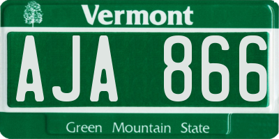 VT license plate AJA866